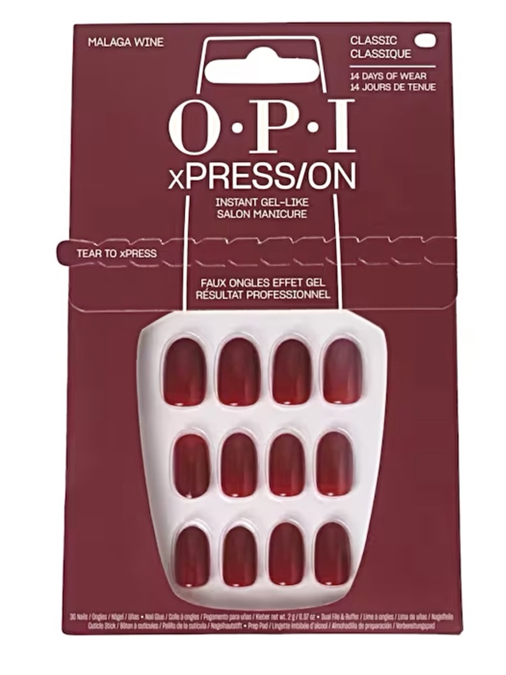 🆕 OPI Press-On Nails in Malaga Wine Deep Red